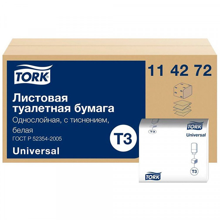 Листовая туалетная бумага Tork Universal, Клингард 0