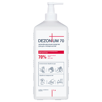 DEZONIUM 70 Средство дезинфицирующее для рук и поверхностей (ИПС 70%) Кожный антисептик, 1 л, DEC PROF