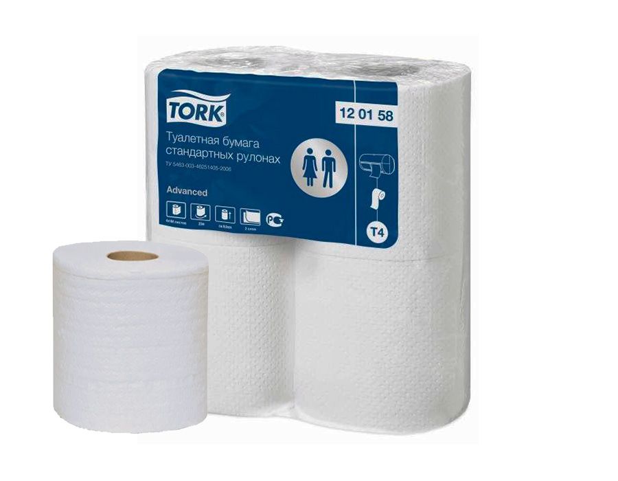 Туалетная бумага в стандартных рулонах Tork, 2 слоя, Клингард 0